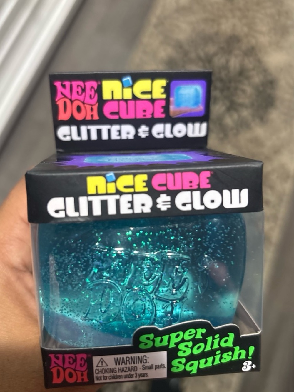 Authentic Nice Cube Glitter & Glow Super Solid Squish - Teal